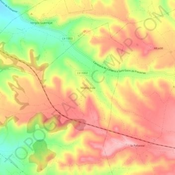 Montpalau地形图、海拔、地势