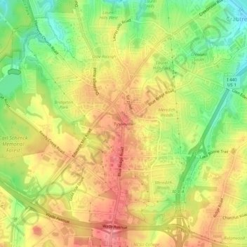 Tysonville地形图、海拔、地势
