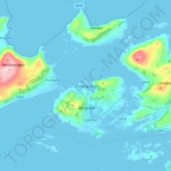 Fosnavåg地形图、海拔、地势