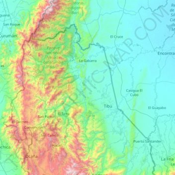 Tibú地形图、海拔、地势