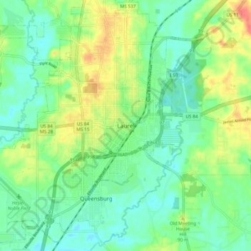 Laurel地形图、海拔、地势
