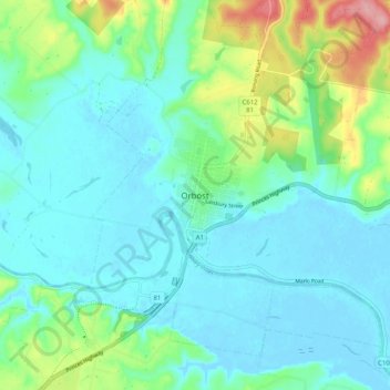 Orbost地形图、海拔、地势