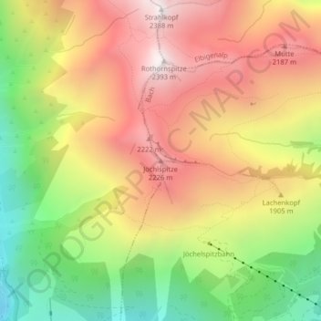 Jöchlspitze地形图、海拔、地势