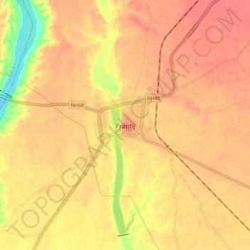 Prantij地形图、海拔、地势