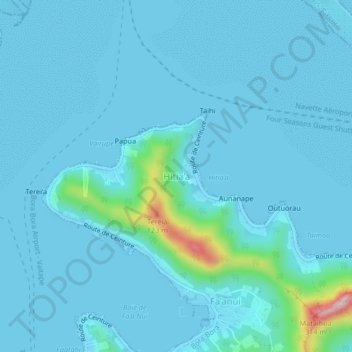 Hitia’a地形图、海拔、地势