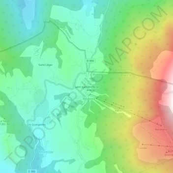 Saint-Jean-Montclar地形图、海拔、地势