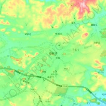 蔡官镇地形图、海拔、地势