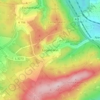 Engenhahn地形图、海拔、地势