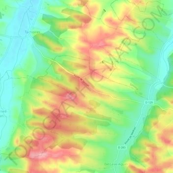 Cazaban地形图、海拔、地势