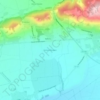 Ferme le Mangeot地形图、海拔、地势