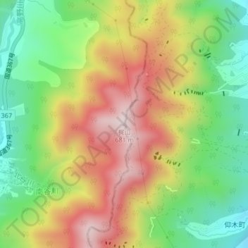 梶山地形图、海拔、地势