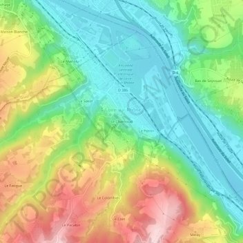 Le Charnoud地形图、海拔、地势