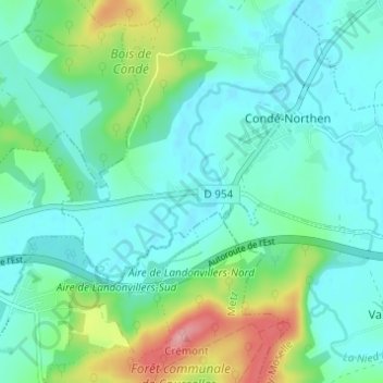 Pontigny地形图、海拔、地势