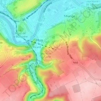 La Sarte地形图、海拔、地势