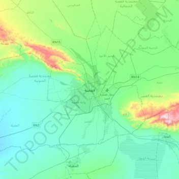 Gafsa地形图、海拔、地势