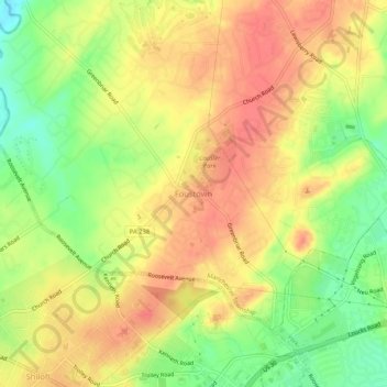Foustown地形图、海拔、地势