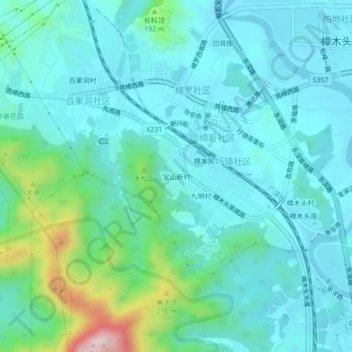 宝山新村地形图、海拔、地势