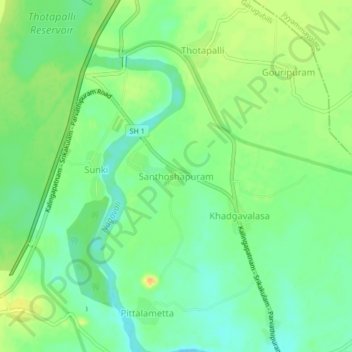 Santhoshapuram地形图、海拔、地势