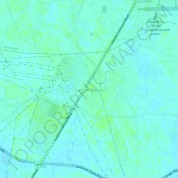 Sarojni Nagar地形图、海拔、地势