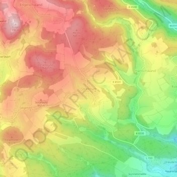 Strittmatt地形图、海拔、地势