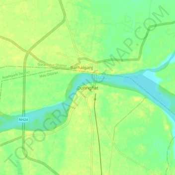 Dohrighat地形图、海拔、地势