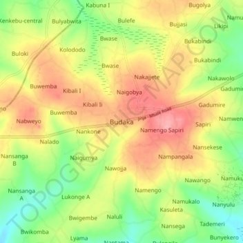 Budaka地形图、海拔、地势