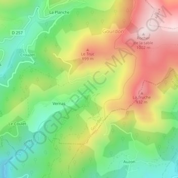 Barthres地形图、海拔、地势