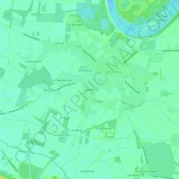 Sandille地形图、海拔、地势