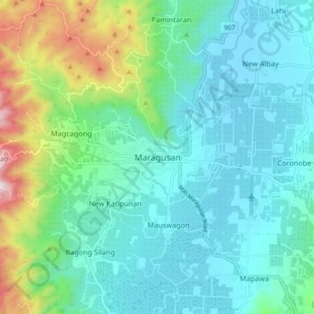 Maragusan地形图、海拔、地势
