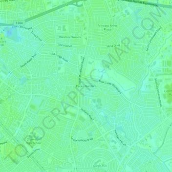 Pecan Gardens地形图、海拔、地势