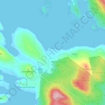 Sandsvedjan地形图、海拔、地势