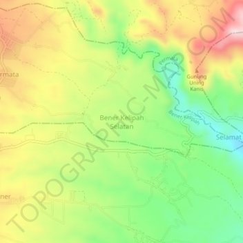 Bener Kelipah Selatan地形图、海拔、地势