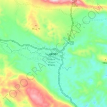 Oksibil地形图、海拔、地势