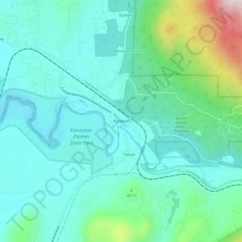 Kanaskat地形图、海拔、地势