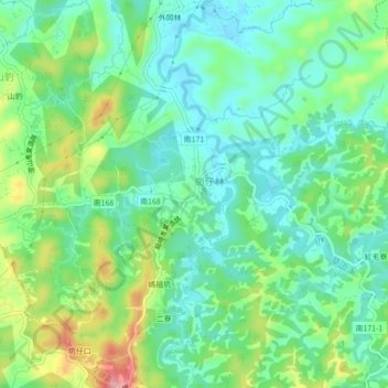 內岡林地形图、海拔、地势