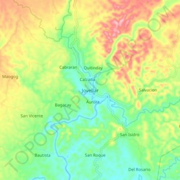 Jovellar地形图、海拔、地势