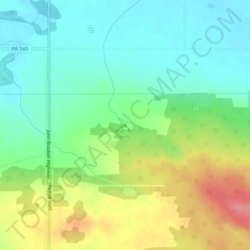 Brandon Hills地形图、海拔、地势
