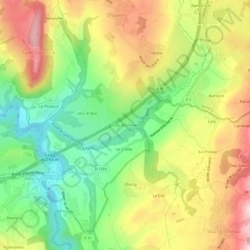 Chez les Daviet地形图、海拔、地势
