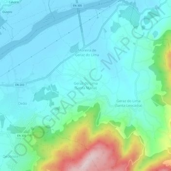 Geraz do Lima (Santa Maria)地形图、海拔、地势