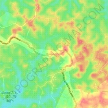 Minas Barat地形图、海拔、地势