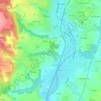 Kerdisson地形图、海拔、地势