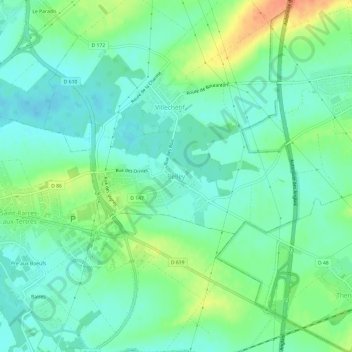 Belley地形图、海拔、地势