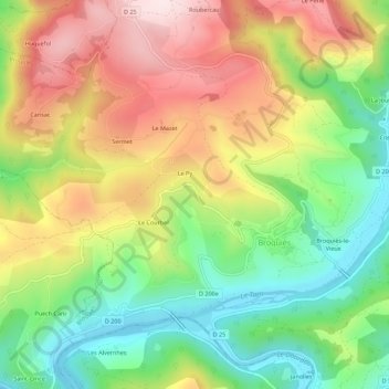 Marabonne地形图、海拔、地势