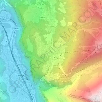 Les Carroz地形图、海拔、地势