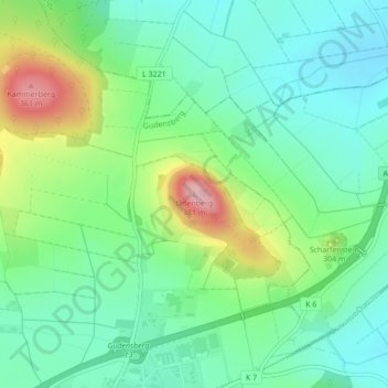 Odenberg地形图、海拔、地势
