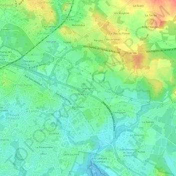 Bourgerel地形图、海拔、地势