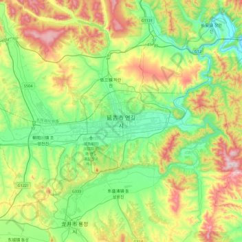 延吉市地形图、海拔、地势