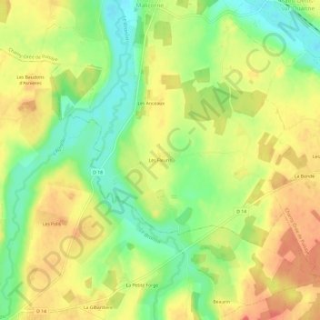 Les Fleuris地形图、海拔、地势