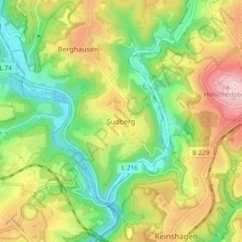 Sudberg地形图、海拔、地势