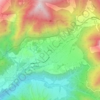 Bratto地形图、海拔、地势